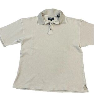 Villini XL Men's Polo Shirt Beige 72% Silk 28% Cotton Short Sleeve Collared